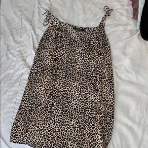 CHEETAH VNECK TIE SHOULDER DRESS